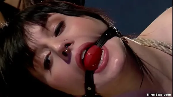 Zobraziť Big boobs brunette lesbian dominatrix Isis Love hard canes brunette slut Katharine Cane in extreme suspension then spanks and anal fucks her with strap on dildo in pile driver position moje klipy